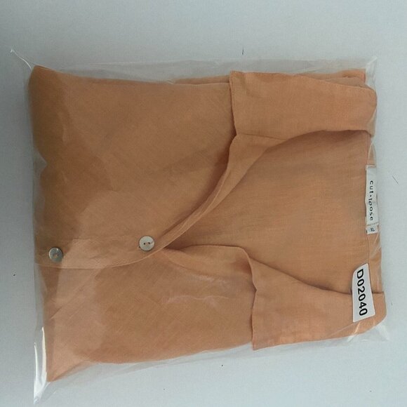 Cut Loose Linen Button Up Shirt Womens XL Orange 3/4 Sleeves - Picture 10 of 10